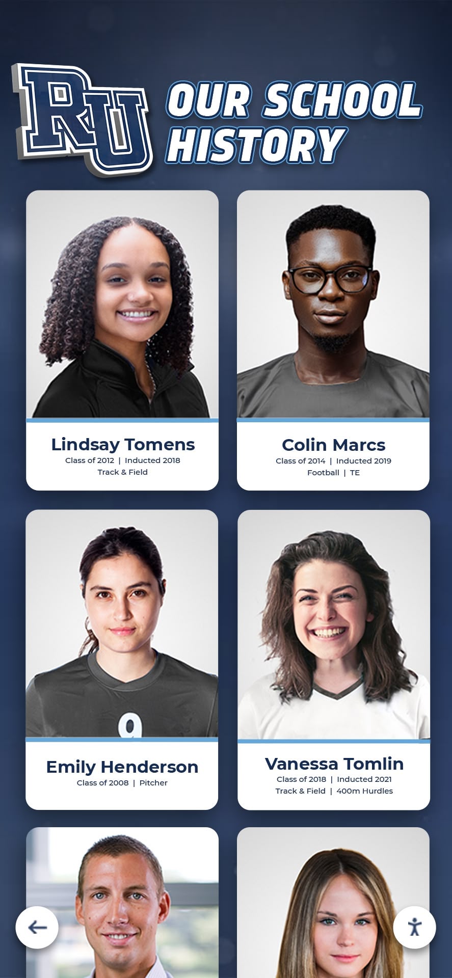 Alumni athlete recognition cards Team recognition display